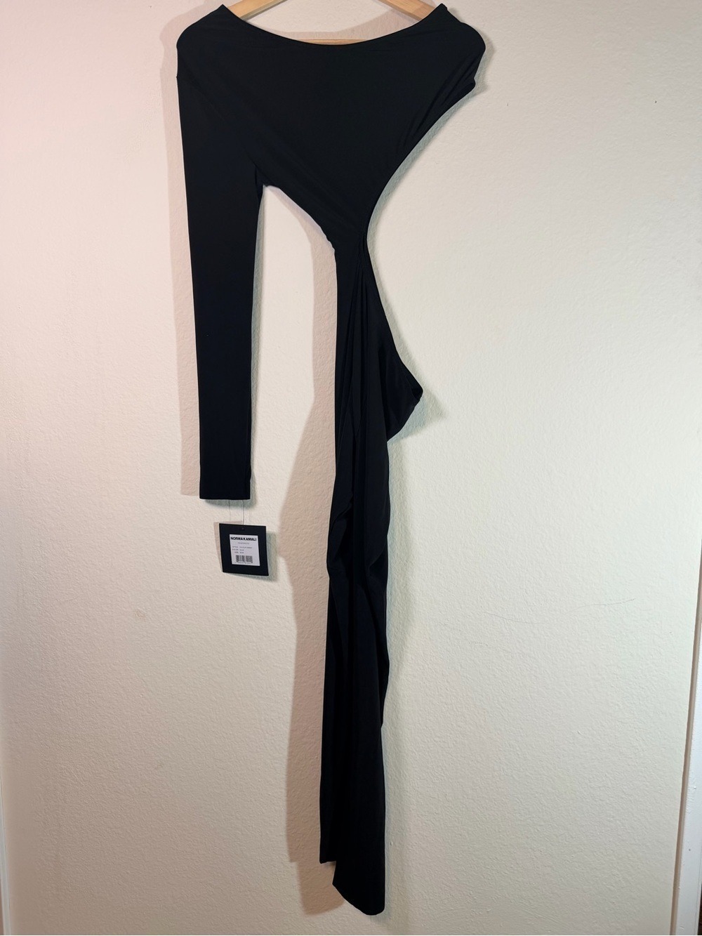 Norma Kamali One Sleeve Shane Catsuit Black Jumpsuit M KK123JPL968001 - Picture 3 of 9